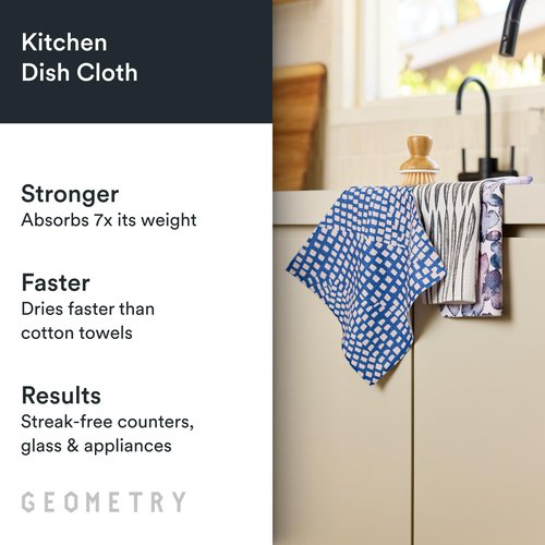 GEOMETRY Kitchen Dish Cloths - Quick Dry Dishcloths for Kitchen - Premium Dish Rags with Geoweave - 3-Pack Set Tiny Petals