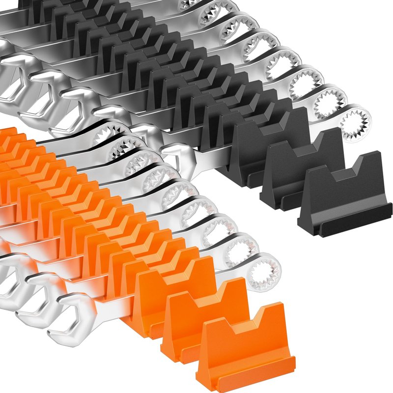 40PCS Modular Wrench Organizer - Wrench Tool Organizers for Tool Drawer Storage, Wrench Storage Set with Metric & SAE Label, Wrenches Rack Tool Gift for Professional Mechanics Men, Black & Red