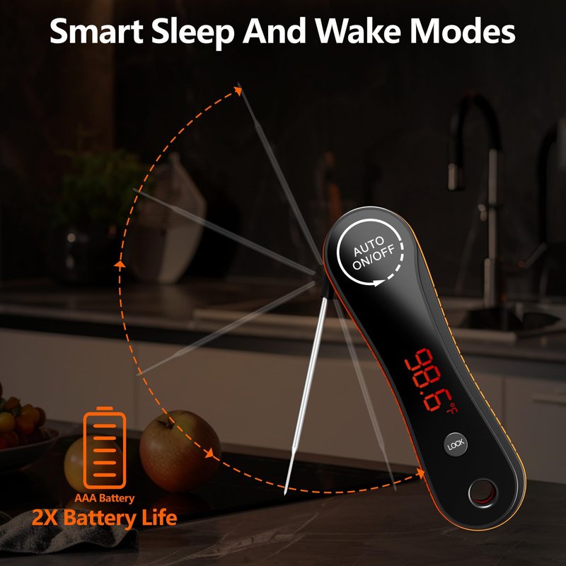 0.5s Instant Read Digital Meat Thermometer, Paysean ±0.5℉ with Auto-Rotating Backlit Display, IP67 Waterproof and Calibration for Cooking, Candy, Grilling, BBQ, Liquid, Smoker, Beef