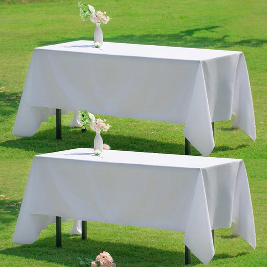 Nesthaven 2-Pack White Rectangle Tablecloth 60x102 Inch - Wrinkle & Stain Resistant Polyester, Tablecloths for Dining Wedding Party Buffet, Machine Washable Polyester Fabric Table Cloth