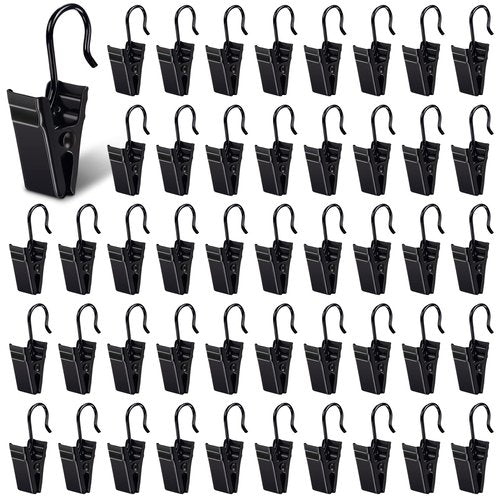 Curtain Clips, 100 Pack Metal Clips for Party Decor Hanging Photo Camping Tents Arts Crafts Display, Black