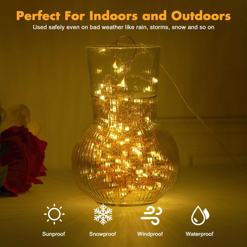 Edew Fairy Lights Plug in, 99ft 300 LED Fairy Lights Warm White Copper Wire Waterproof Starry String Lights for Indoor Outdoor Patio Garden Bedroom Wedding Christmas Festival Decoration