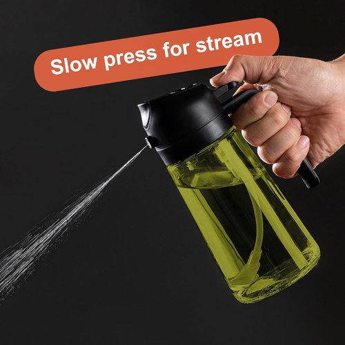 CXINYI - 16oz Olive Oil Dispenser with Stickers - 2-in-1 Sprayer for Cooking & Salads, Black