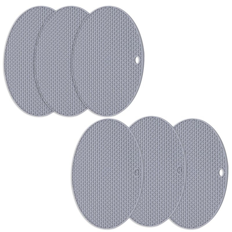 Trivets for Hot Dishes, [6 Pack] Silicone Trivet Mats, Multipurpose Non-Slip Heat Resistant Hot Pads for Kitchen Potholders, Hot Dishers, Jar Opener, Spoon Holder, Food-Grade Silicone & BPA-Free
