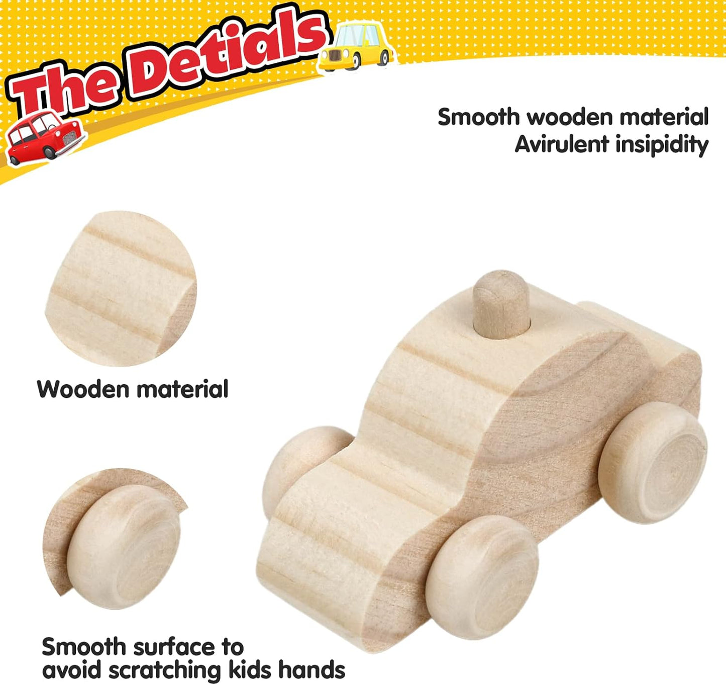 WANTKA Wooden Car Toys DIY Kit - 12 Unfinished Cars for Kids' Arts & Crafts | Easy Woodworking Fun