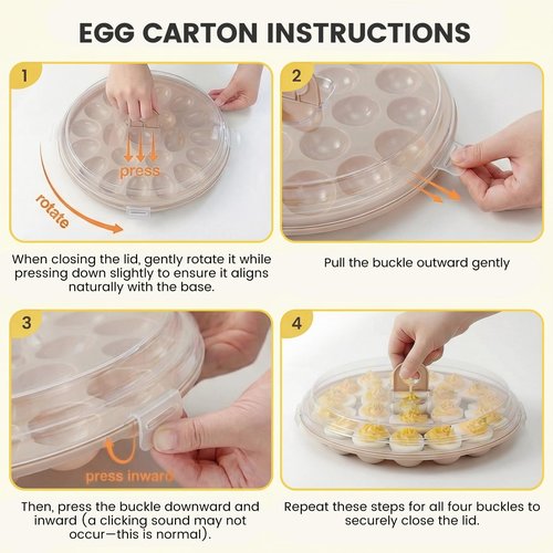 HAKSEN Deviled Egg Containers with Lid, Portable Deviled Egg Platter Carrier Holder Trays with 22 Slots for Holiday Party and Home Kitchen, Brown