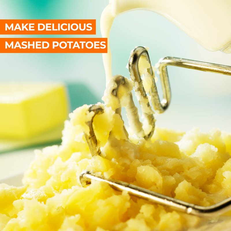 Zulay Kitchen Stainless Steel Potato Masher – Heavy-Duty, Non-Scratch, Dishwasher-Safe Masher with Food-Grade Silicone for Smooth & Fluffy Mashed Potatoes, Avocados & More – Sturdy & Durable Design