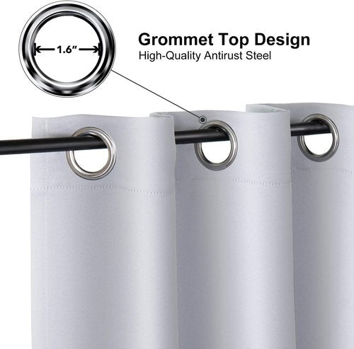 ChrisDowa Small Window Curtains - Thermal Insulated Grommet Room Darkening Panels, 29 x 50 Inch, Greyish White