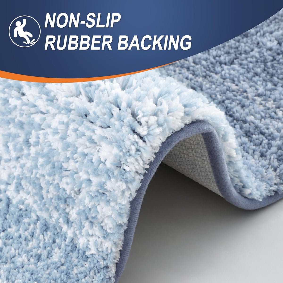 OLANLY Large Bathroom Rugs - Extra Soft Microfiber Mat 40x32 | Quick Dry & Machine Washable, Blue