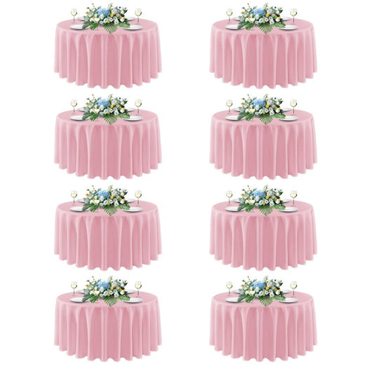 sancua Round tablecloth 90 Inch Diameter, 8 Pack - Circle Polyester Fabric Table cloth for Wedding Christmas Party Reception Banquet Birthday, Washable Formal Table Cover (Fit 30-72 Inch Tables), Pink