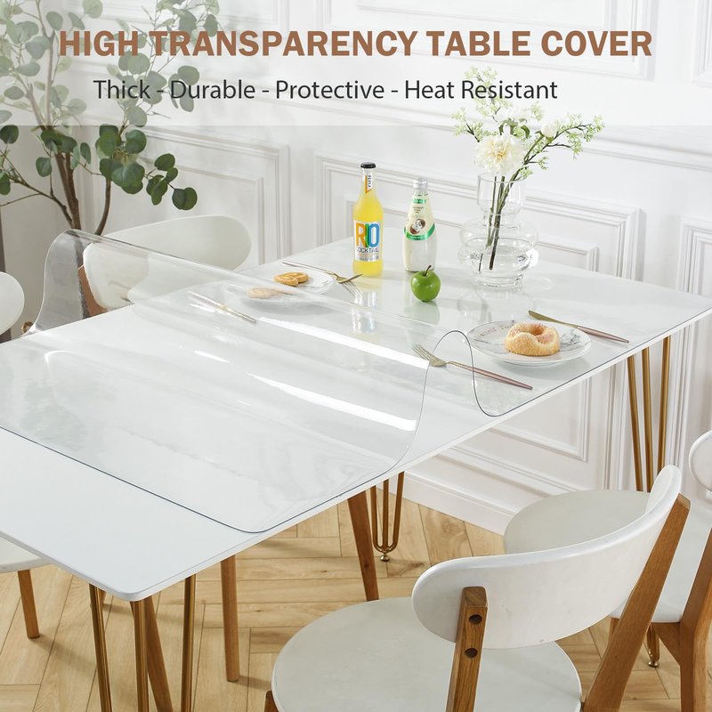 LovePads Clear Desk Mat 12 x 24 Inch, 1.5mm Thick Clear Table Protector, Waterproof Plastic Table Cover Protector, PVC Desk Protector Mat, Vinyl Desk Cover for Desktop, Coffee & Dining Table