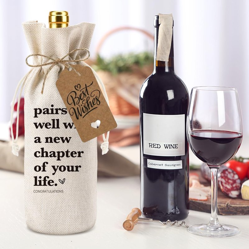 XFW 1 Pcs Funny New Chapter Wine Bag New Beginnings Gifts for Women Men Farewell Gifts for Friends Going Away Gifts for Coworkers Women Men Moving Away Gifts for Friends New Teacher Gifts