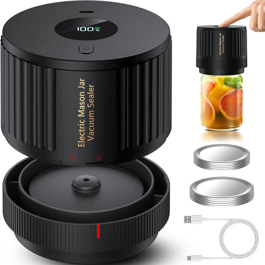 LOVE MOMENT Electric Mason Jar Vacuum Sealer Kit - Ideal for Wide & Regular Mouth Jars