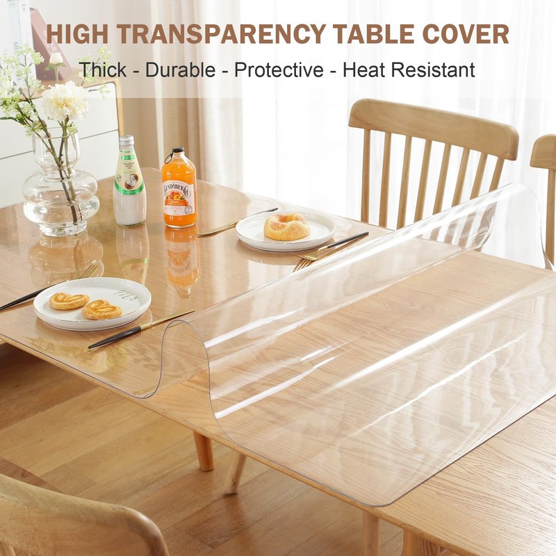 LovePads Clear Table Cover Protector, 36 x 62 Inch 2mm Thick Plastic Table Cover, Table Protector for Dining Room Table, Waterproof Dresser Cover Top for Kitchen, Coffee, Writing Desk