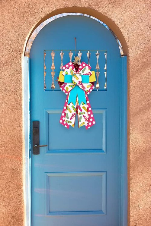 Hying Summer Slipper Bows | Large Red & Blue Wreath Bows for Indoor & Outdoor Decor