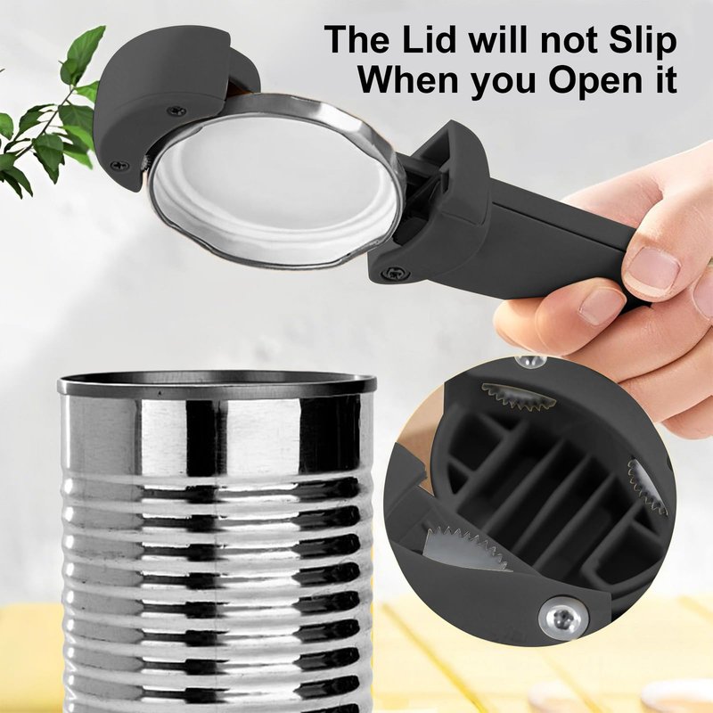 7 in 1 Jar Opener, Multifunctional Retractable Bottle Opener, Magnetic Can Opener, Suitable for Elderly People with Hand Weakness, Arthritis, Weak People, Kitchen Lid Opener, Black