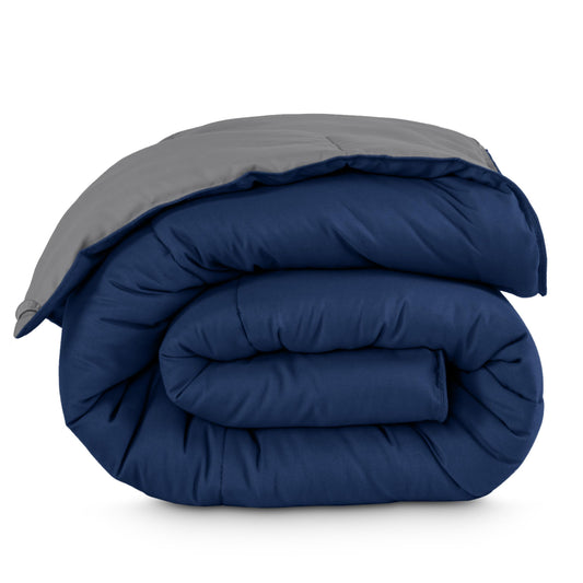 Bare Home Queen Comforter - Reversible Colors - Goose Down Alternative - Ultra-Soft - Premium 1800 Series - All Season Warmth - Bedding Comforter (Queen, Dark Blue/Grey)