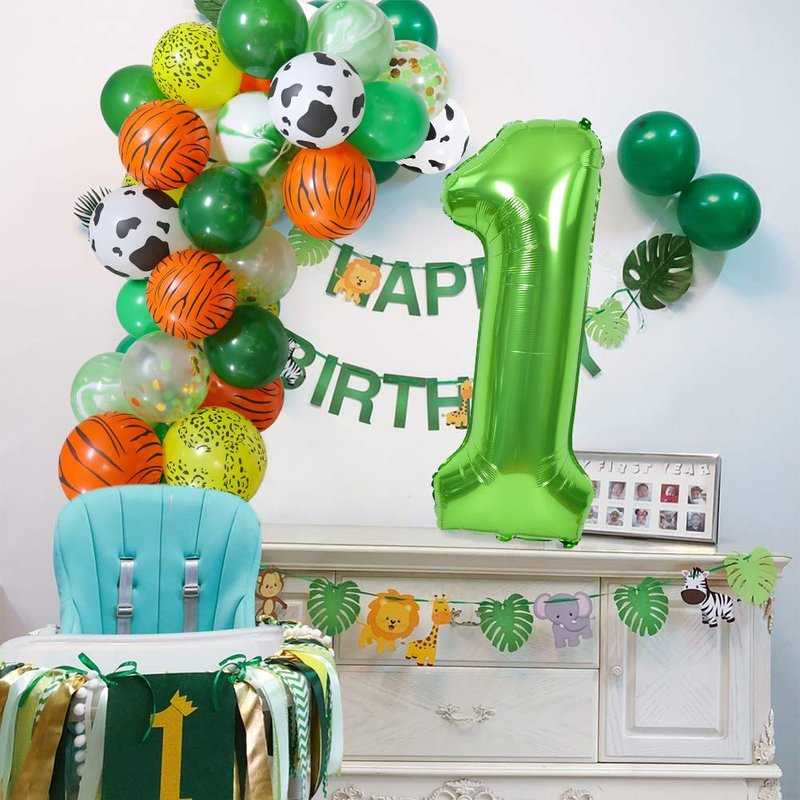 TONIFUL 40 Inch Large Green Numbers Balloons 0-9, Number 1 Digital 1 Helium Foil Mylar Big Number Balloons for 2026 Graduation New Year Eve Birthday Party Anniversary Supplies Decorations