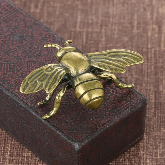 Bee Sculpture - Vintage Gold Desk Ornament | Handmade Antique Finish Decor for Office & Study