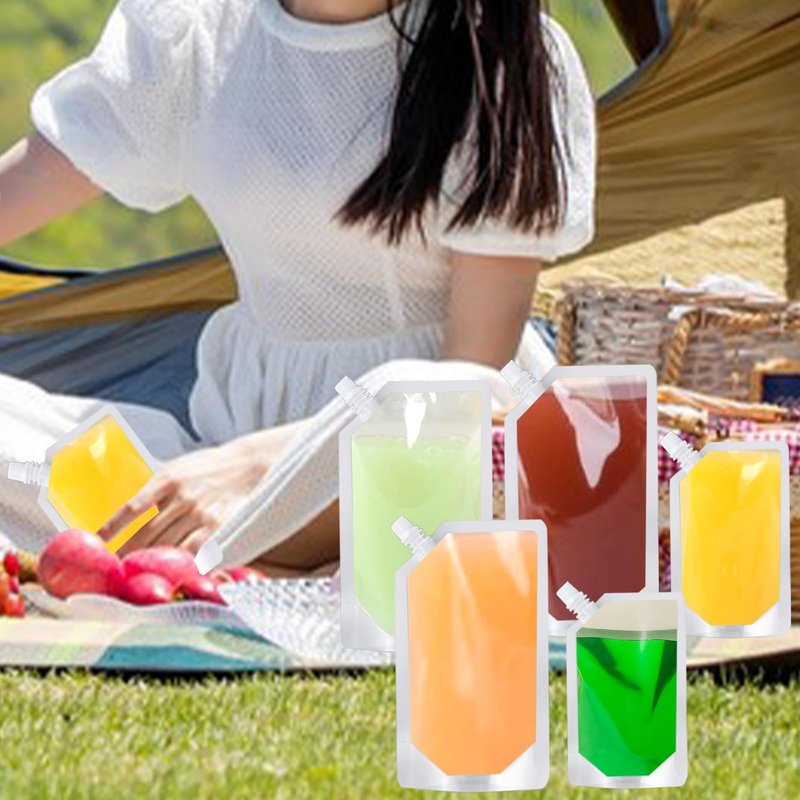 12Pcs Plastic Flasks,Drink Pouches,Reusable Pouches,Water Pouch,Liquid Pouches,Soft Flask for Outdoor Sports,Concerts,Events（8OZx6-16OZx6+ 1 Funnels)