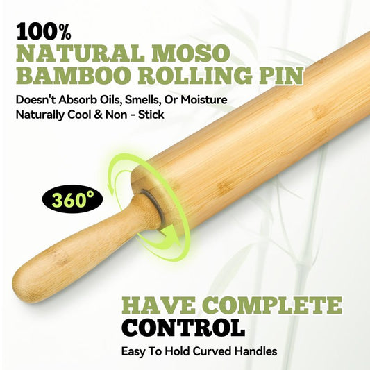 17.5 inch Wooden Rolling Pin for Baking - Long Dough Roller for All Baking Needs