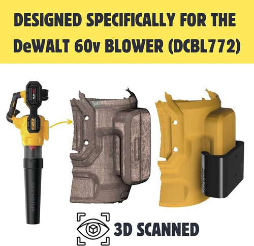 DeWalt Wall Mount for 60V Flexvolt Blower - Durable Black Plastic Holder with Hardware