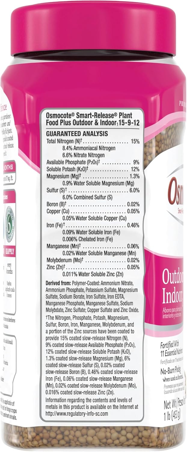 Osmocote Smart-Release Plant Food - Granular Fertilizer with 11 Essential Nutrients | 1 lb for Indoor & Outdoor Use