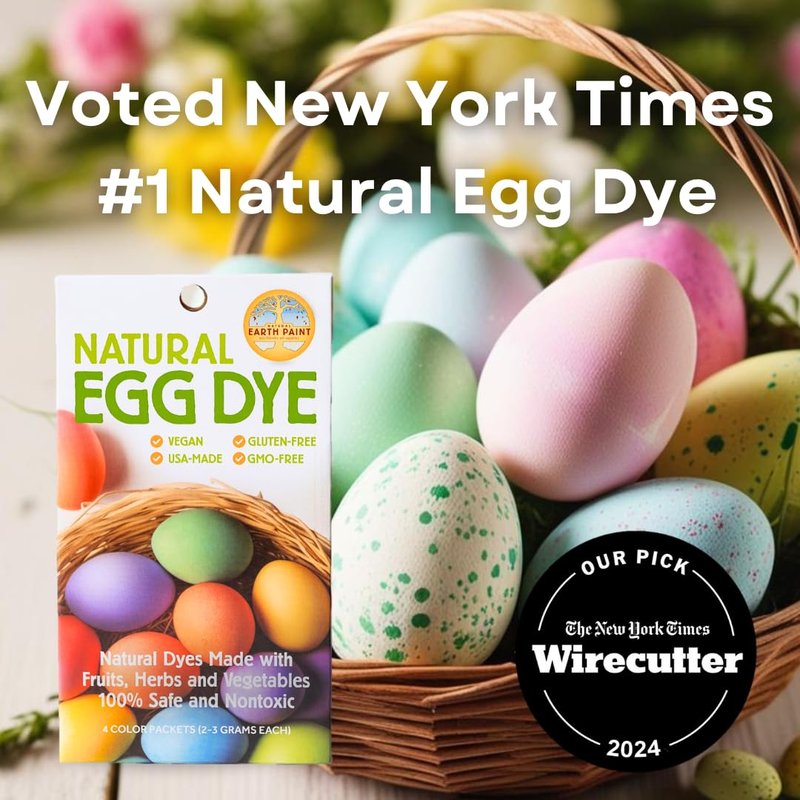 Natural Earth Paint Egg Dye Kit – Eco-Friendly, Non-Toxic Easter Egg Coloring for Kids & Adults – 4 Food-Safe Dyes, No Boiling Needed, Mixable Colors, Vegan & Sustainable