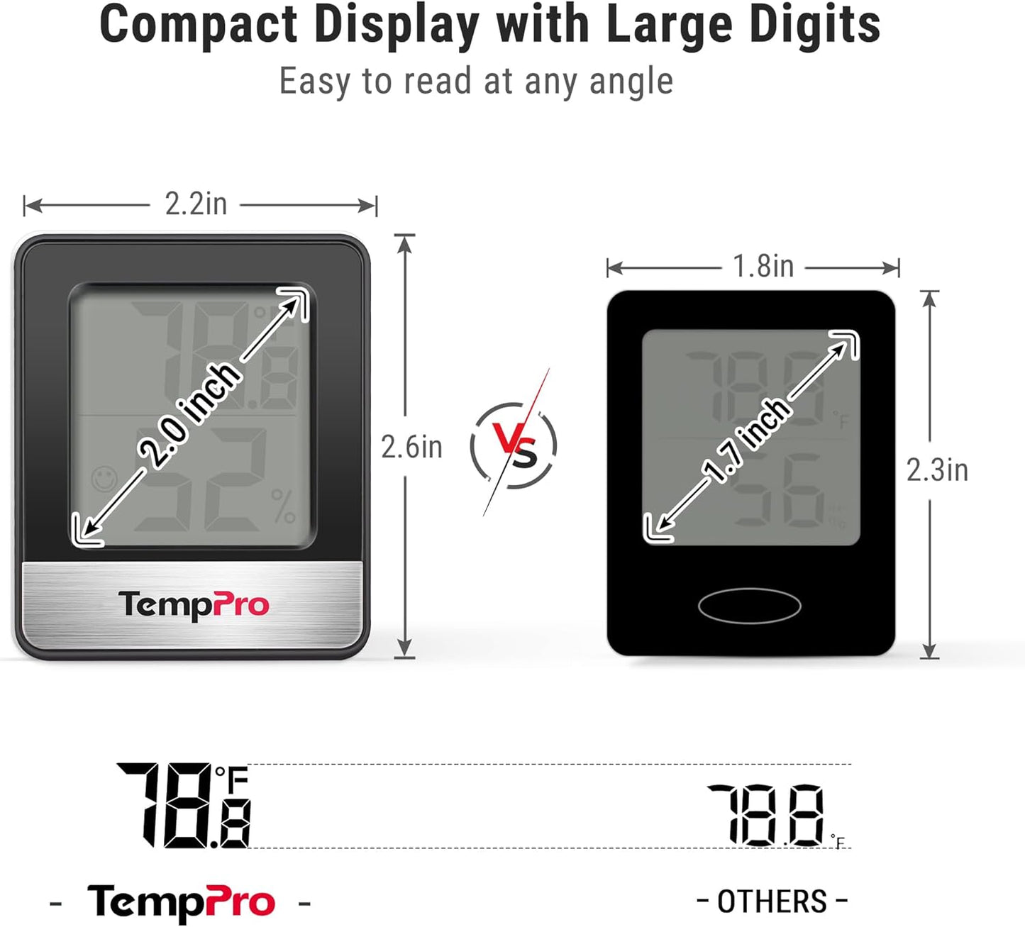 TempPro TP49 Digital Hygrometer - Accurate Indoor Thermometer & Humidity Monitor | Compact Design