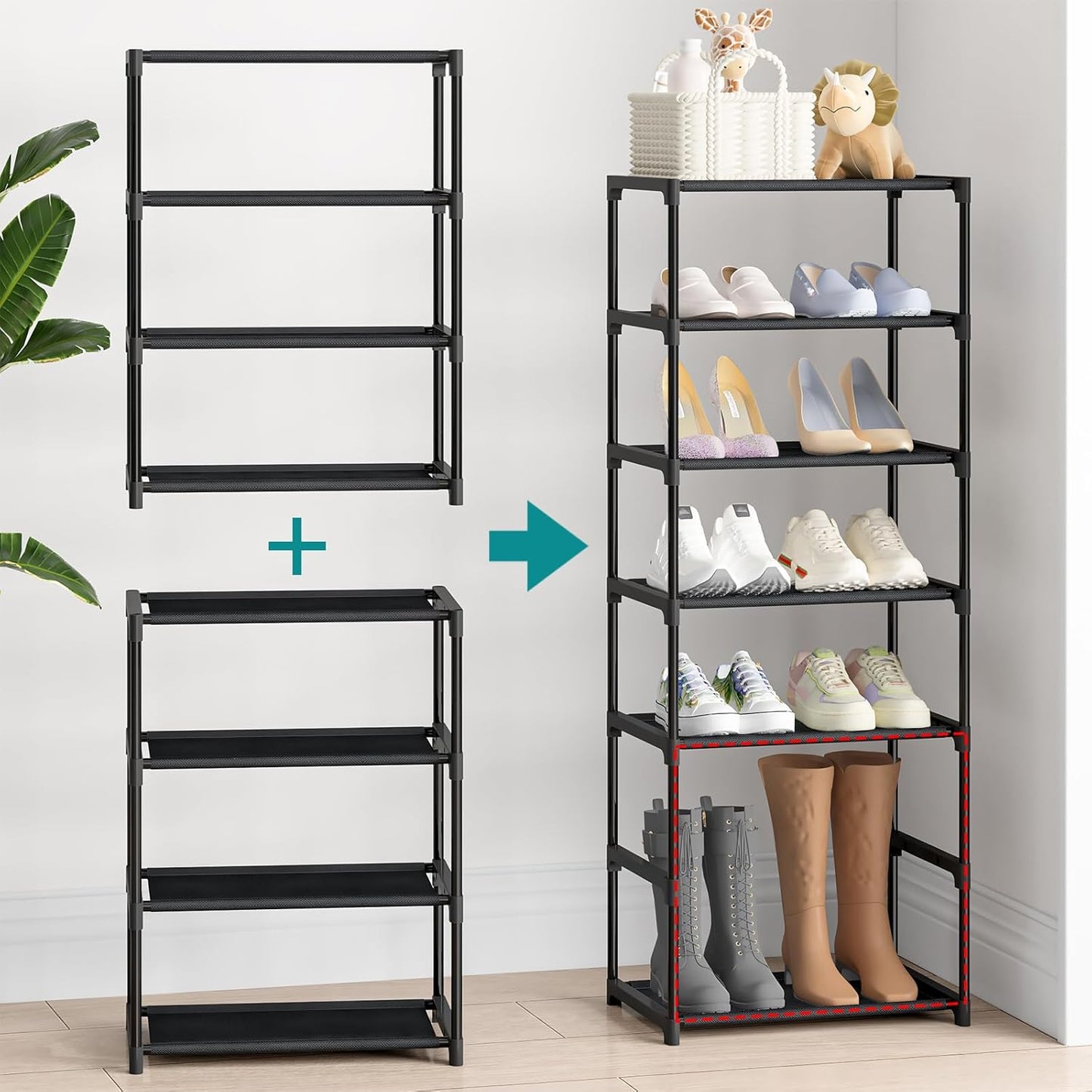 Autonomier 4-Tier Extra Small Shoe Rack - Narrow Stackable Organizer for Kids & Adults | 16.3" Wide