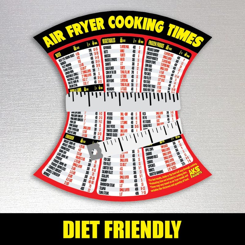 Air Fryer Magnetic Cheat Sheet - Large Print Easy to Read Airfryer Accessory - Air Fryer Cooking Times Chart Magnet, Airfry Cookbook Guide, Kitchen Cheat Sheet, Airfryer Oven Accessories 2026 (Red)