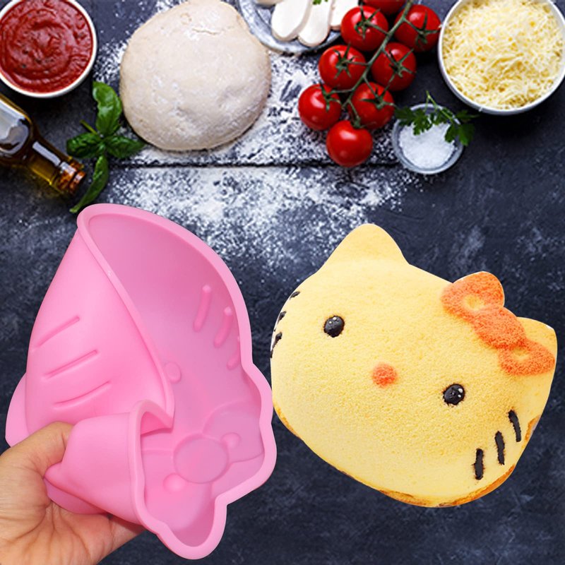 6 Inch Cute Cat Silicone Fondant Cake Mold - Non-stick Chocolate Candy Mold for Cake Making