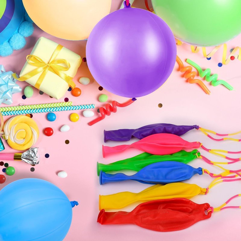 12 Pcs Purple Punch Balloons | with Rubber Band Handle for Easy Grip - Ideal for Kids’ Birthday Party Favors, Classroom & Outdoor Play(Purple)