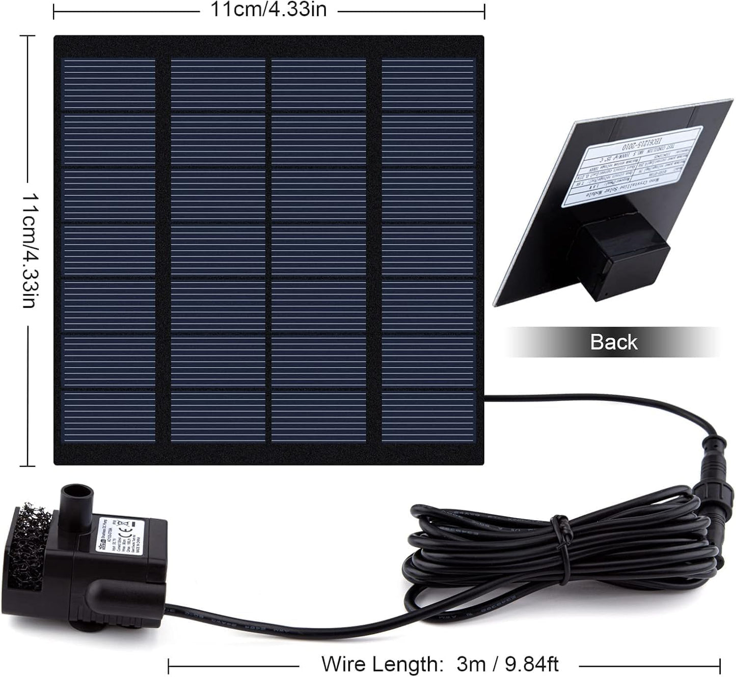 Skiennix Solar Fountain Pump Kit - 1.8W Upgraded Water Pump with 3M Cable & 4 Nozzles for Bird Bath & Garden