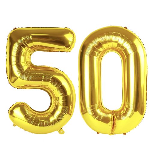 Gold Number 50 Balloon 40 Inch, 50th Birthday Party Decorations for Children, Giant 50 Foil Balloon for Party Supplies
