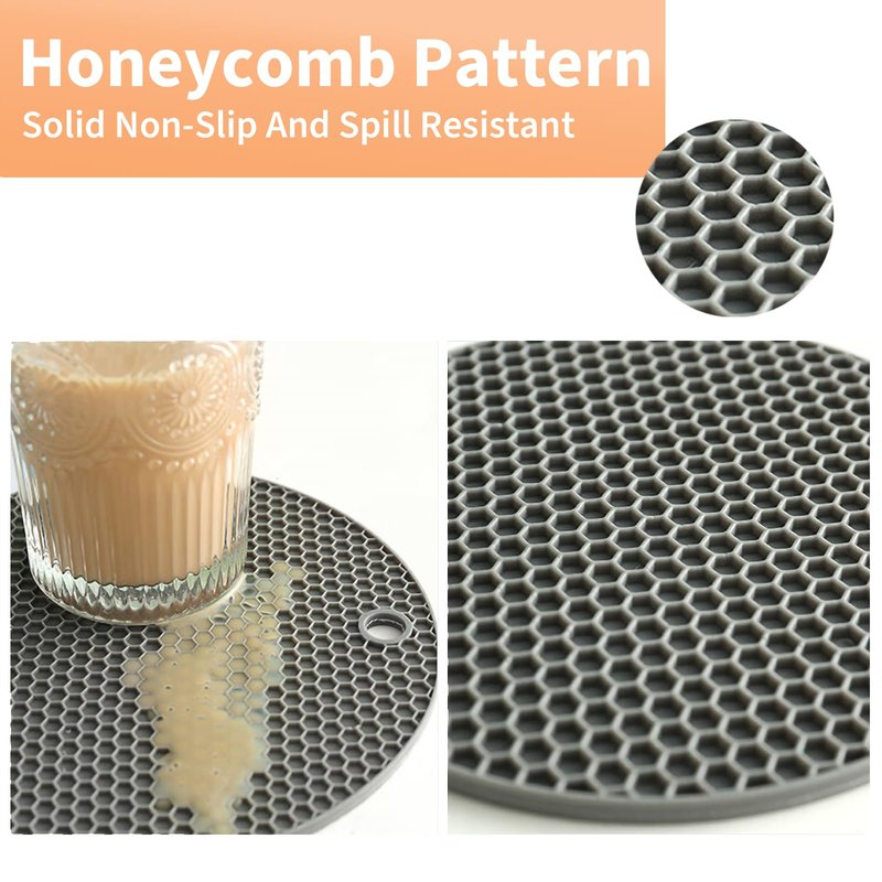 WYCWYQDR Silicone Trivet Mats, 4 Pack Trivets for Hot Dishes and Pans, Heat Resistant Non-Slip Trivet for Kitchen Countertop, Easy to Clean(Gray)