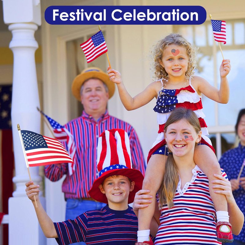 AhfuLife 15 Pcs American Mini Hand Held Flags for USA 250 Years Anniversary, 4×6 Inch USA Stick Flag with 10.5" Pole for World Cup Decor 2026, Independence Day, Sports Event Party Street Decor