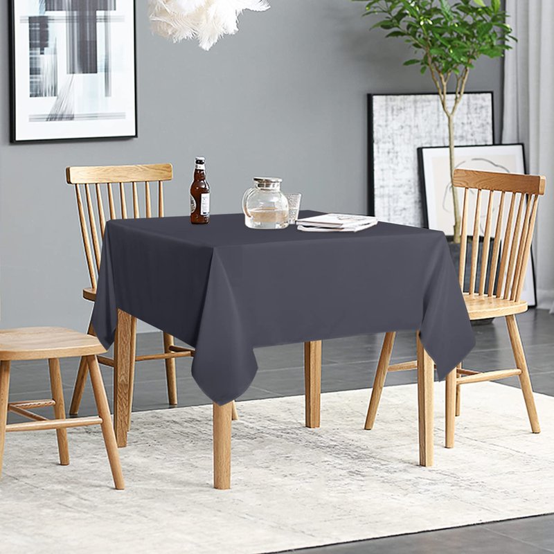 sancua 2 Pack Dark Grey Tablecloth 54 x 54 Inch, Stain and Wrinkle Resistant Square Table Cloth - Washable Polyester Table Cover for Dining Tables, Buffet Parties and Camping