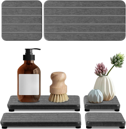 Skiennix Diatomite Soap Tray - Fast Drying Water Absorbing Coaster for Bathroom & Kitchen | 4PCS Set