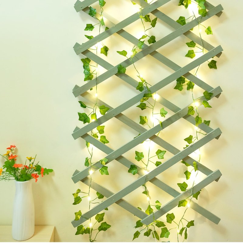 KASZOO 2 Pack 6.56 Ft Vines with Fairy Lights Battery Operated, 40 LEDs Artificial Garland Plant Vine Fairy Light, Hanging Ivy Lights for Bedroom Garden Party Wall Room Decor