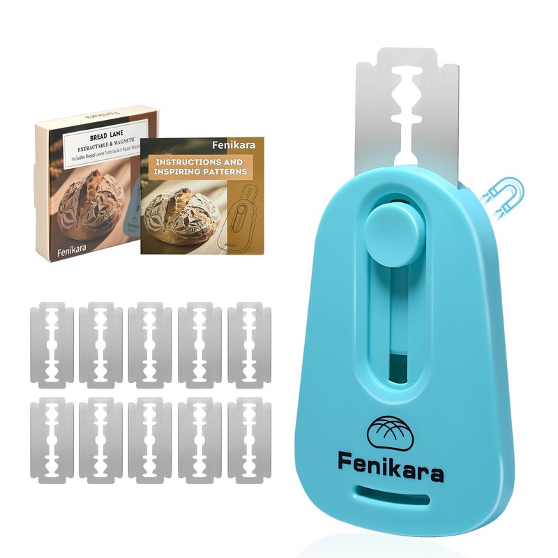 Professional Bread Lame,Upgraded Extractable & Magnetic Bread Lame Dough Scoring Tool,Premium Sourdough scoring tool for Sourdough Bread baking & Bread Making Tools,Includes 10 Razor Blades (Blue)