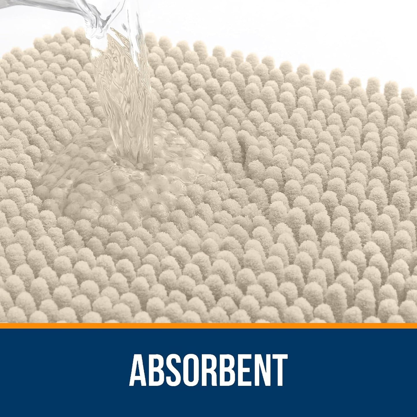 OLANLY Large Bathroom Rugs - Extra Soft Chenille Bath Mats | Quick Dry, Machine Washable, 70x46, Sand