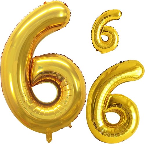 GOER Gold Foil Number 6 Balloons - Huge 42" & 32" Birthday Party Decorations (3 Pcs)
