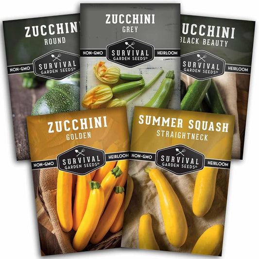 Survival Garden Seeds - Zucchini & Squash Collection | Non-GMO Heirloom Seeds Assortment