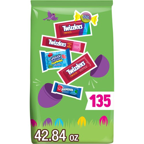 JOLLY RANCHER, TWIZZLERS, and AIRHEADS Assorted Fruit Flavored, Easter Candy Bulk Bag, Easter Basket Fillers, 42.84 oz (135 Pieces)
