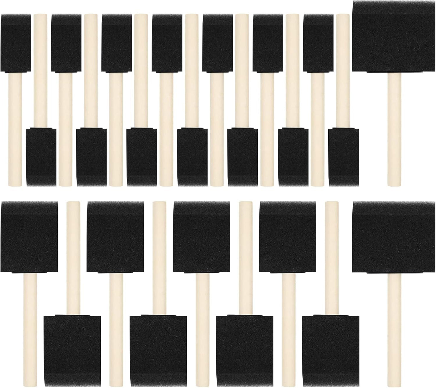 Skiennix Foam Paint Brushes - 24 Pcs Wood Handle Sponge Set for Painting & DIY Crafts | 1'', 2'', 3'' Sizes