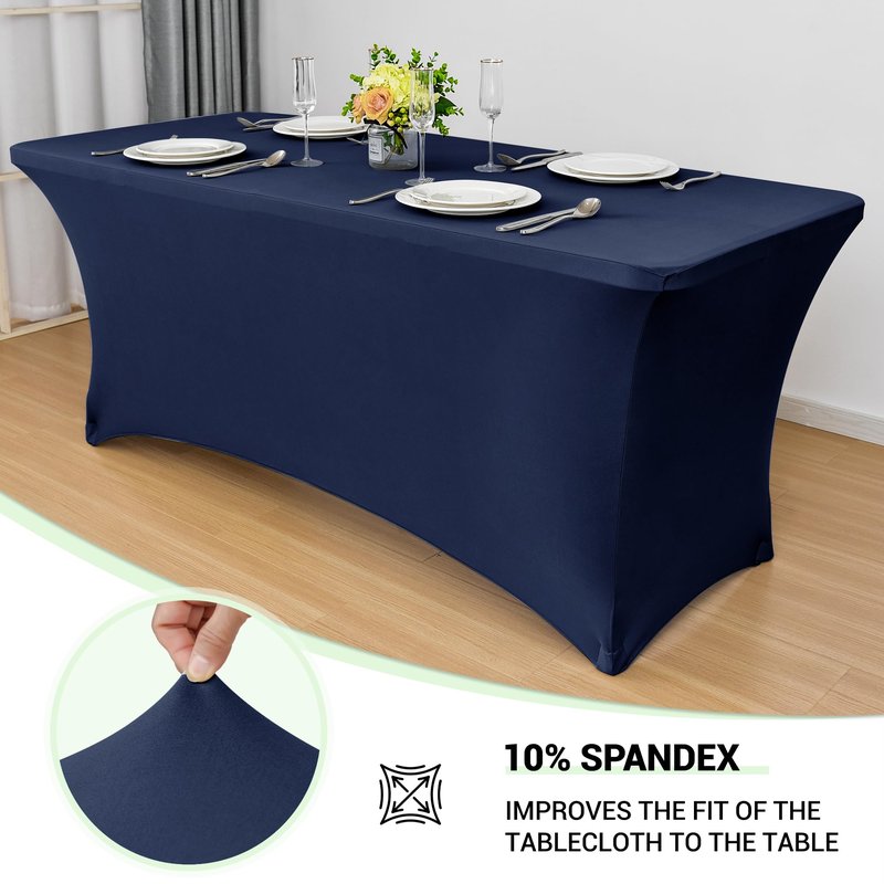 Obstal 5ft Stretch Spandex Table Cover for Standard Folding Tables - Universal Rectangular Fitted Tablecloth Protector for Wedding, Banquet and Party
