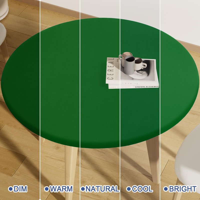 Moosfor Round Spandex Tablecloth, Elastic Fitted Waterproof Tablecloths for 36"-44" Tables, Stretch Washable Picnic Table Cover for Camping, Dining, Indoor and Outdoor, Emerald Green