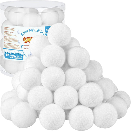 URATOT Snow Toy Balls - 40 Pack Plush Fake Snowballs for Kids' Indoor Winter Games | Soft & Safe