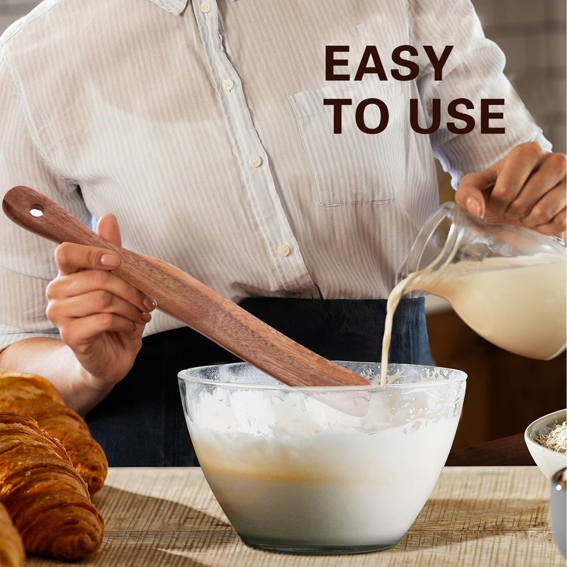 Spurtle for Sourdough Starter, Mixing, dough whisk, Reaching Bottom of Jar, Natural from High Moist Resistance Teak, wooden bread making tools, NonStick Cookware